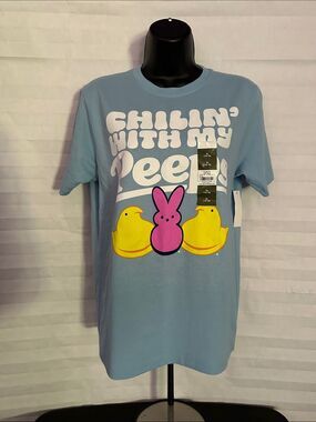 Girls Baby Blue Peeps Graphic T-Shirt "Chilling with my Peeps" Size 14/16